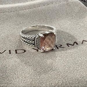 David Yurman Petite Wheaton Ring Morganite Size 7.25